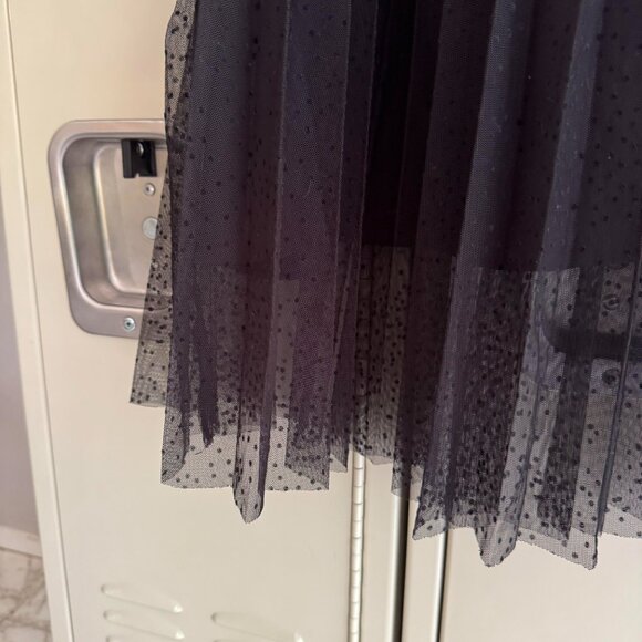 Zara Black Midi Skirt Mesh Polka Dot SZ XS - Picture 2 of 5
